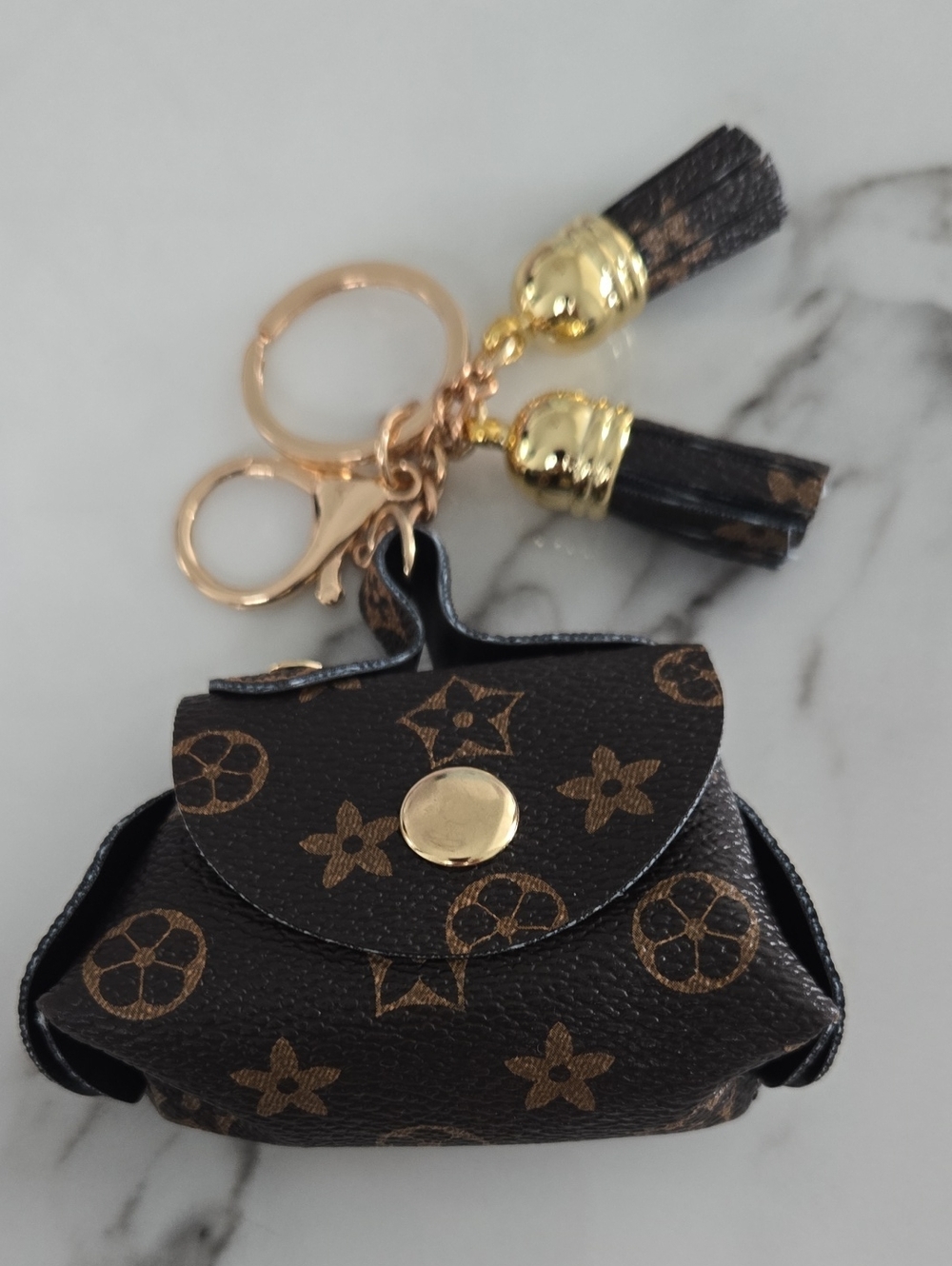 Mini Crossbody Keychain Bag in Black & Brown Like New